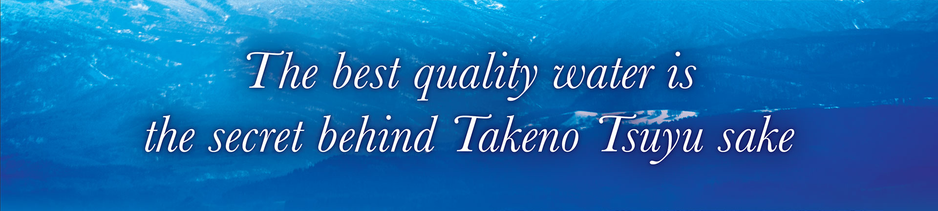 The best quality water is the secret behind Takeno Tsuyu sake